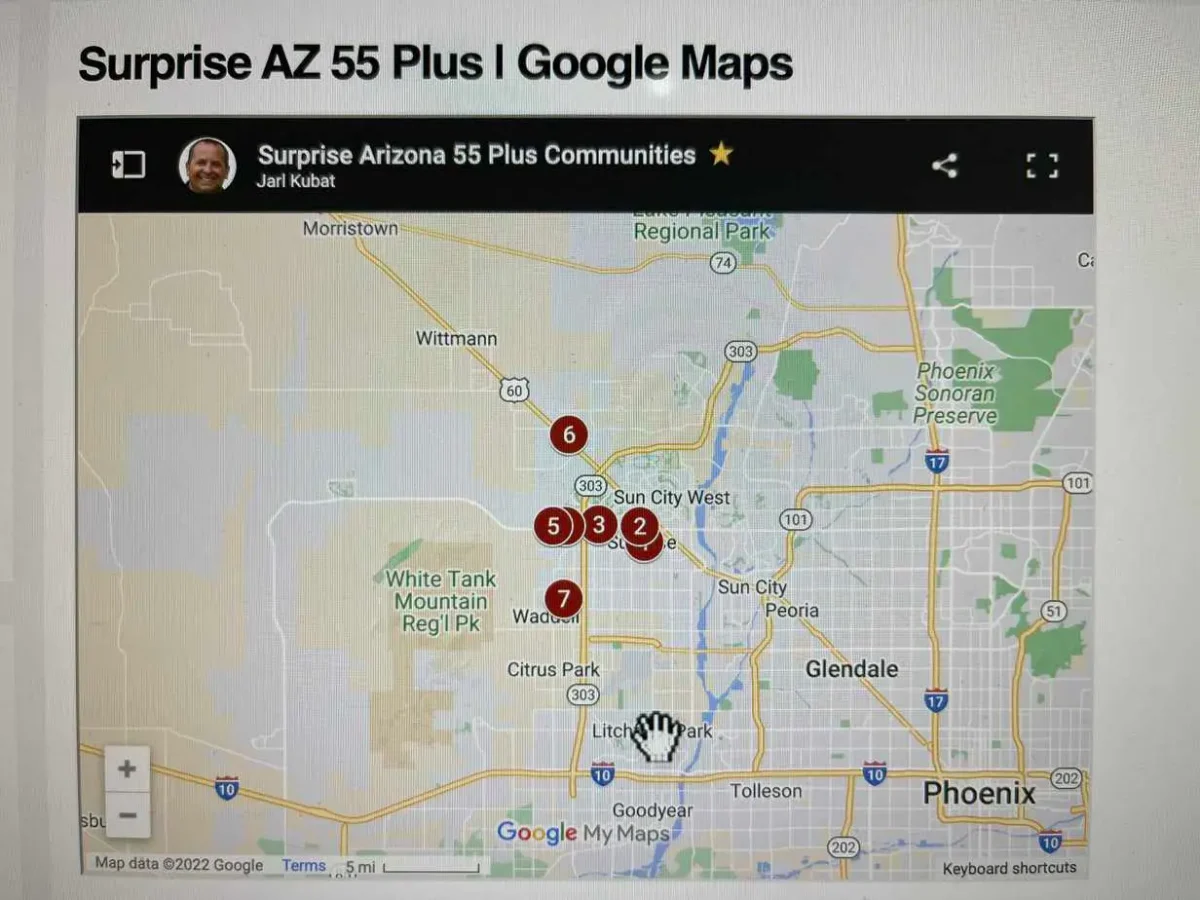 Surprise Arizona 55 Plus Communities Google Map